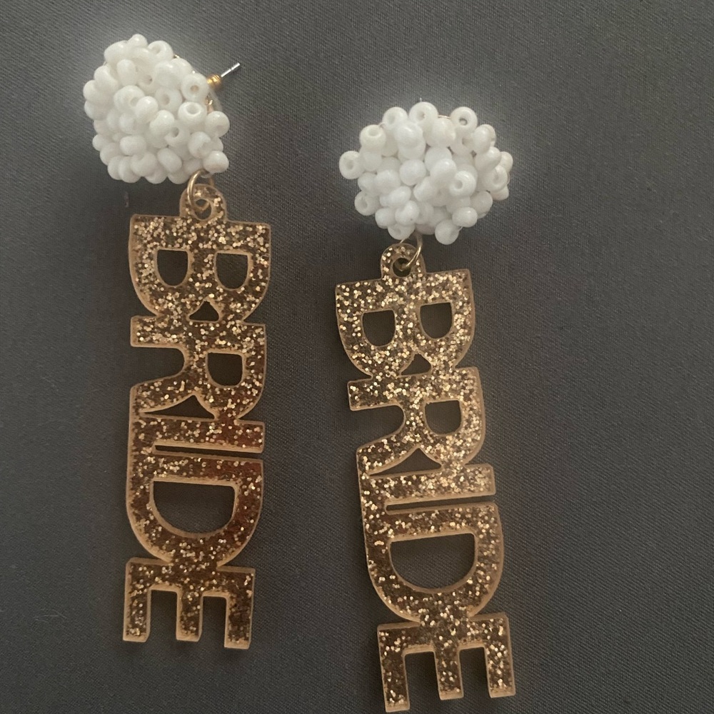BRIDE Block Letter Earrings (with Post)